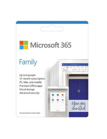 Microsoft Office 365 Family  6 Users - 5 Devices Each (PC  Mac  iOS & Android)  1 Year Subscription