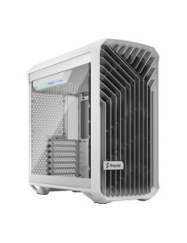 Fractal Design Torrent Compact (White TG) Gaming Case w/ Clear Glass Window  E-ATX  2 Fans  Fan Hub  RGB Strip on PSU Shroud  Front Grille  USB-C