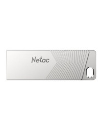Netac 128GB UM1 USB 3.2 Memory Pen  Zinc Alloy Casing  Key Ring  Pearl Nickel Colour