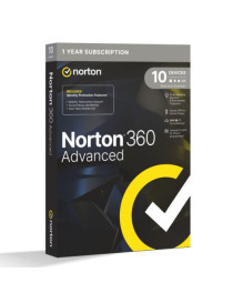 Norton 360 Advanced 1x 10 Device  1 Year Retail Licence - 200GB Cloud Storage - PC  Mac  iOS & Android *Non-enrolment*
