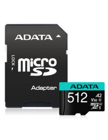 ADATA Premier Pro 512GB SDXC Card with SD Adapter  UHS-I Class 10 (U3)  V30 Video Speed (4K)  R/W 100/80 MB/s