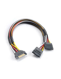 Akasa SATA Power Splitter - Male 15-pin SATA to 2 x 15pin SATA Female Power Connectors  30cm