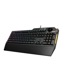 Asus TUF GAMING K1 RGB Keyboard with Volume Knob  19-key Rollover  Side Light Bar & Armoury Crate  Spill Resistant  Detachable Wrist Rest